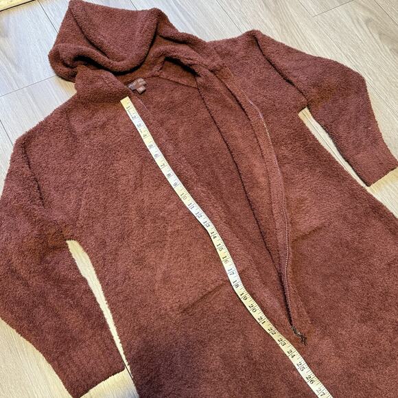 Barefoot Dreams S/M CozyChic Zip Hooded Lounger Robe Brown Soft Cozy - Picture 11 of 16